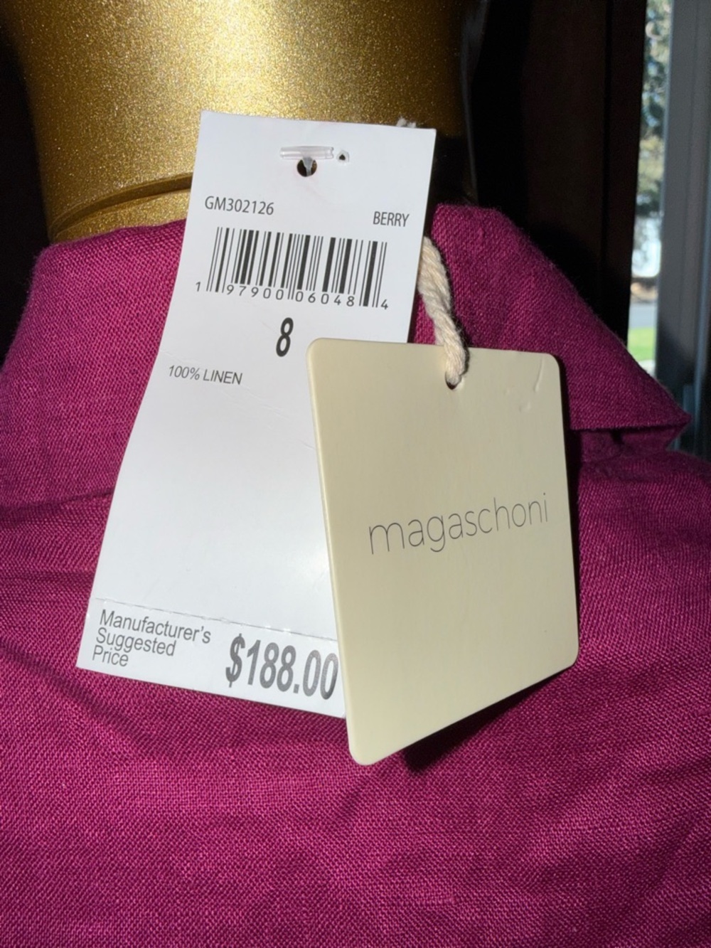 Magaschoni Berry Fuchsia linen blend Dress - Picture 5 of 5